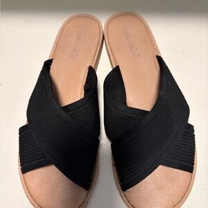 Splendid Black Crisscross Slide Sandals